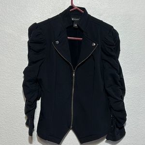 NWT INC International Concepts black zip up blazer jacket, size medium